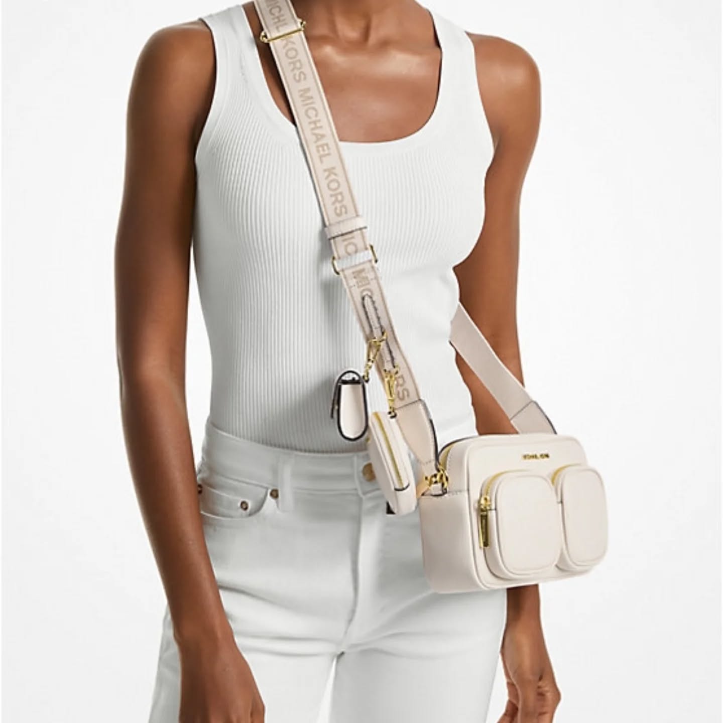 Jet Set Medium crema Leather Crossbody Bag with Case for Apple Airpods Pro