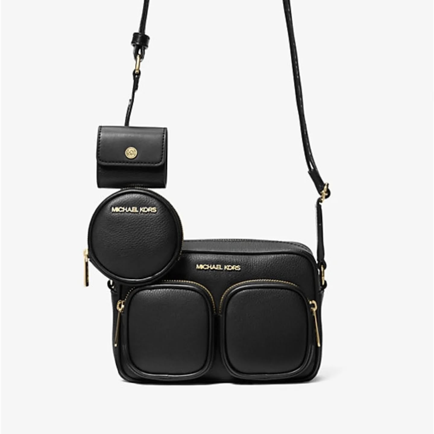 Jet Set Medium NEGRO Leather Crossbody Bag with Case for Apple Airpods Pro
