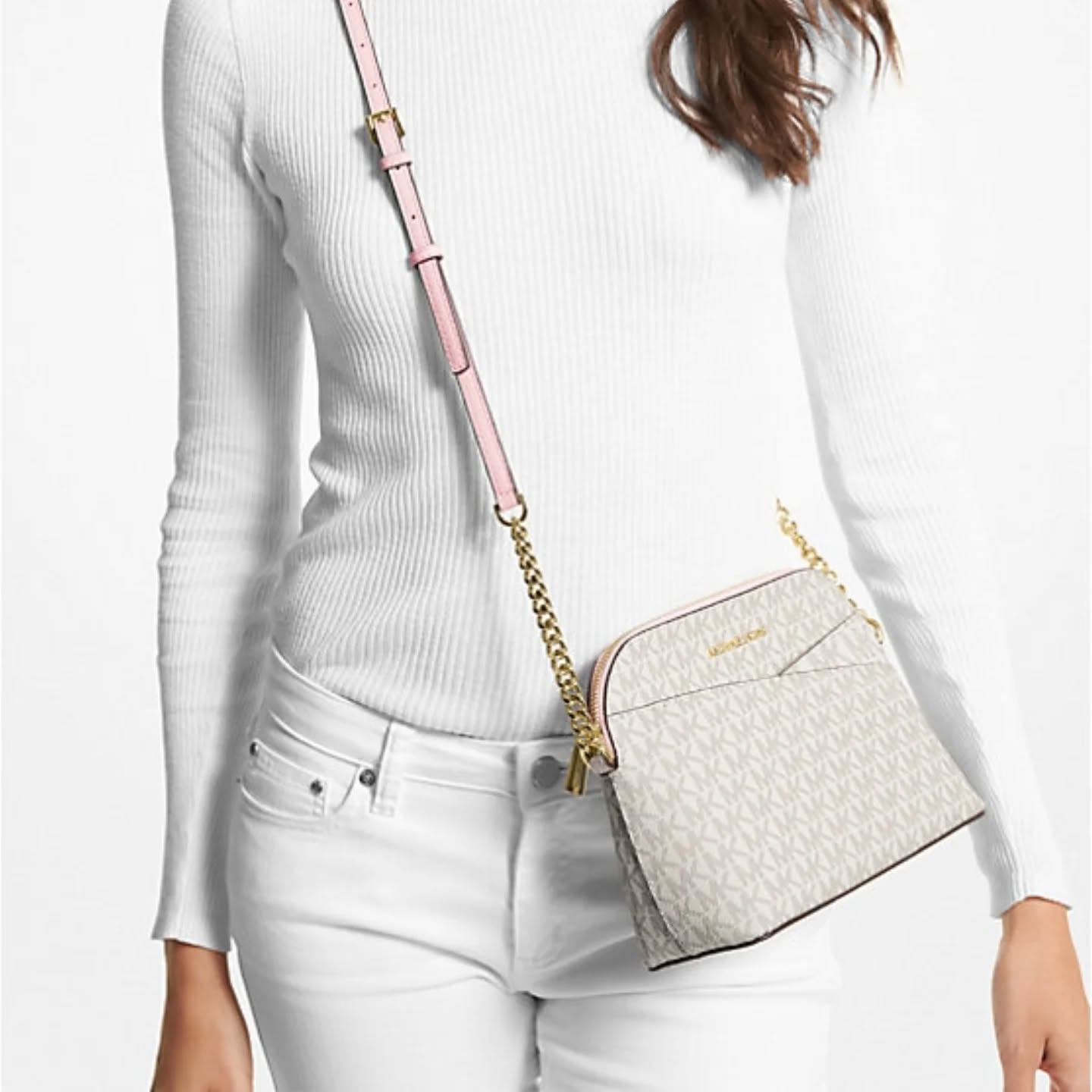 Michael kors Jet set travel medium logo dome crossbody bag rosa