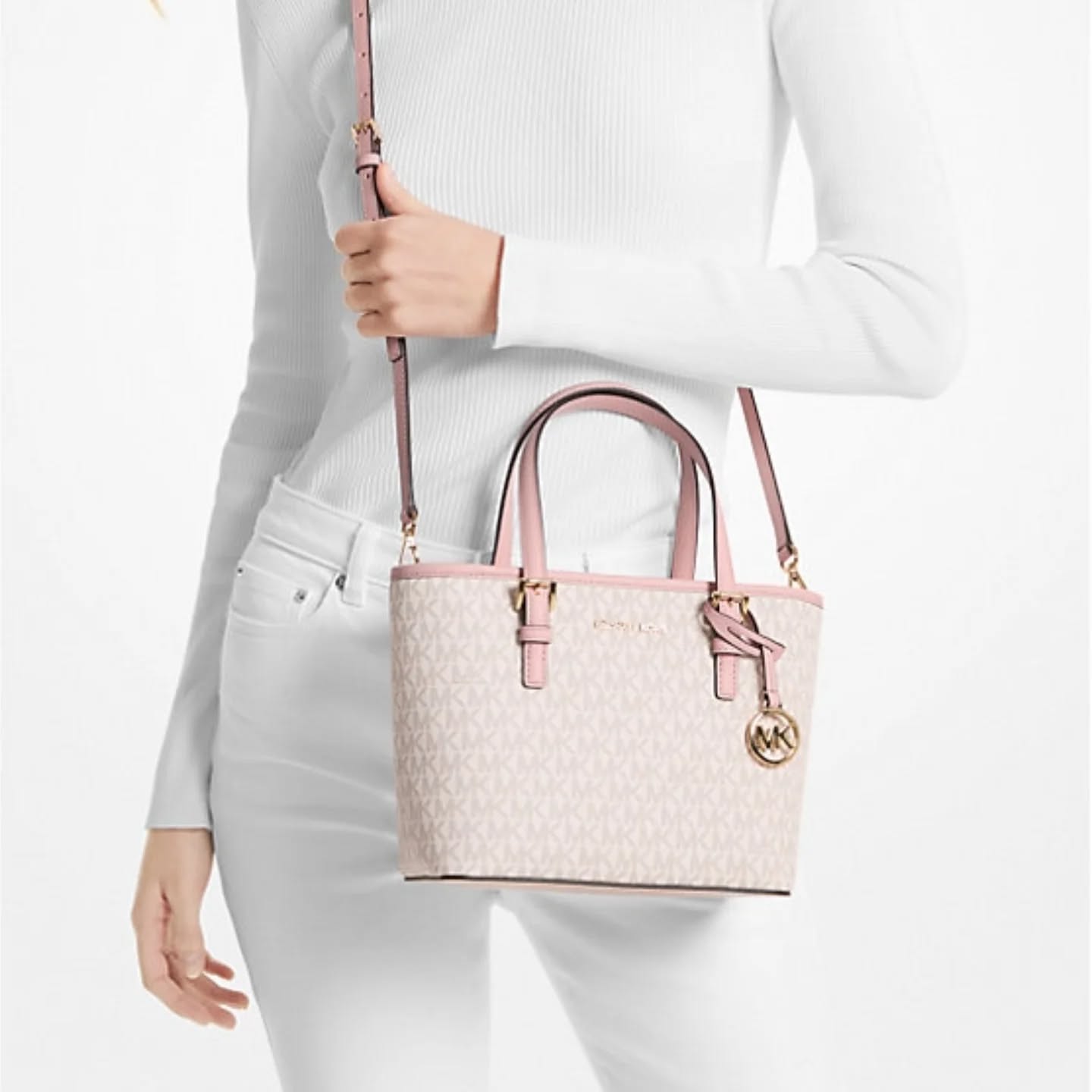 Jet Set Travel Extra-Small Logo Top-Zip Tote Bag pink