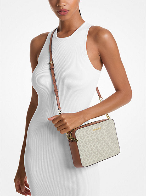 Jet Set brown Large Printed Logo Crossbody Bag