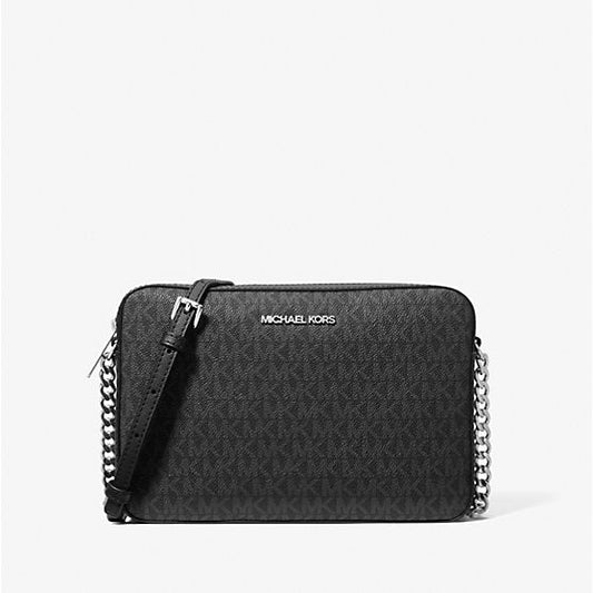 Jet Set black  Large Printed Logo Crossbody Bag