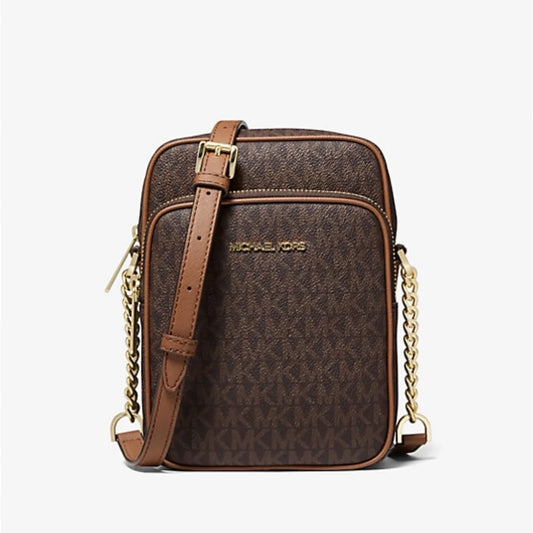 Jet Set Travel Medium brown Logo Crossbody Bag