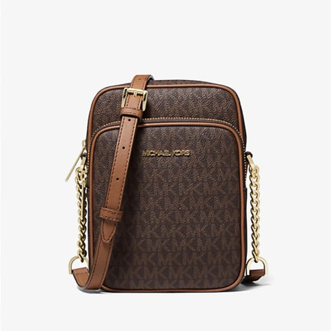 Jet Set Travel Medium brown Logo Crossbody Bag
