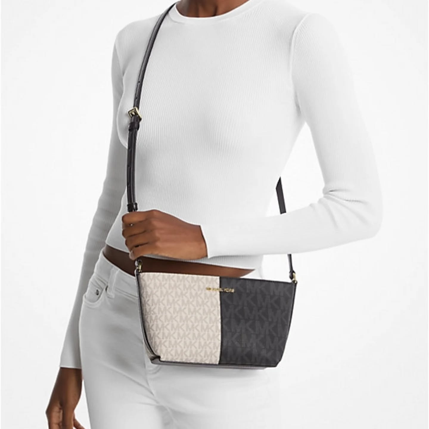 Jet Set Small Two-Tone Logo Crossbody Bag