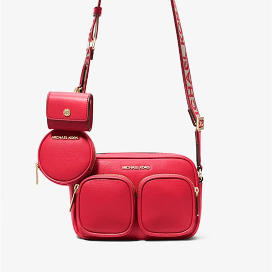 Jet Set Medium RED Leather Crossbody Bag with Case for Apple Airpods Pro