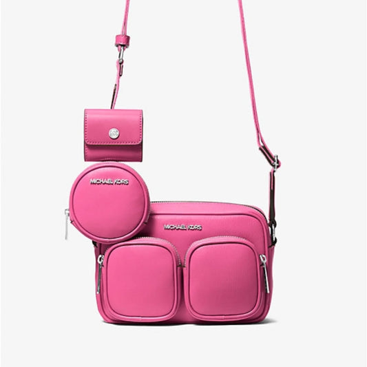 Jet Set Medium PINK Leather Crossbody Bag with Case for Apple Airpods Pro