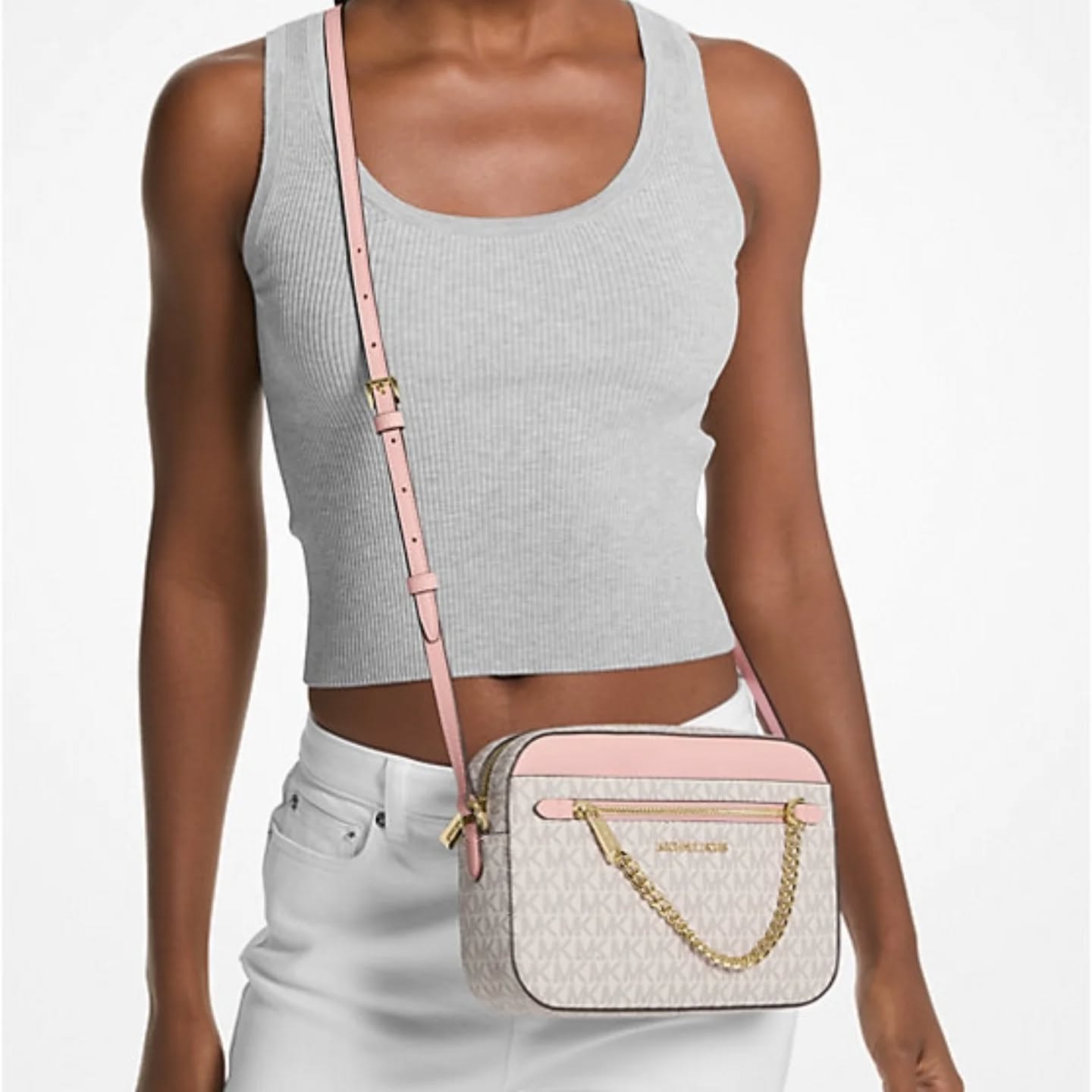 Jet Set Large Logo Crossbody Bag pink