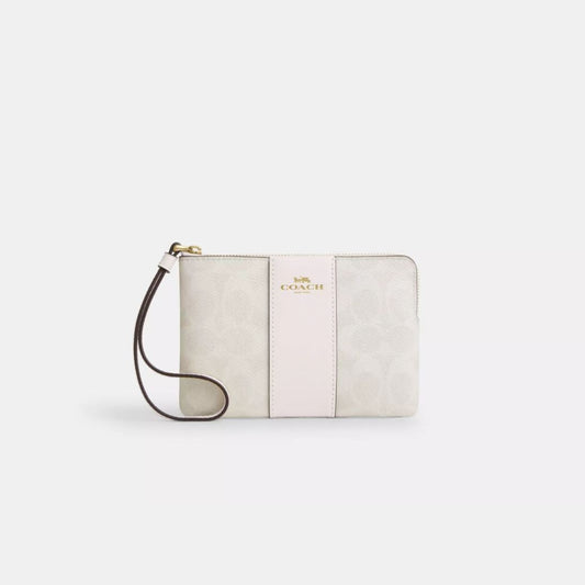 Corner Zip Wristlet In Signature Canvas With Stripe