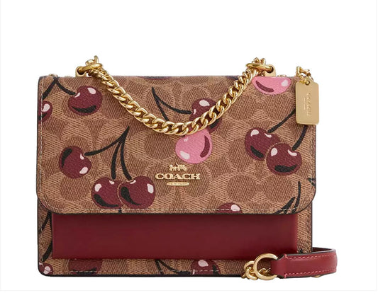 Mini Klare Crossbody Bag With Cherry Print brown